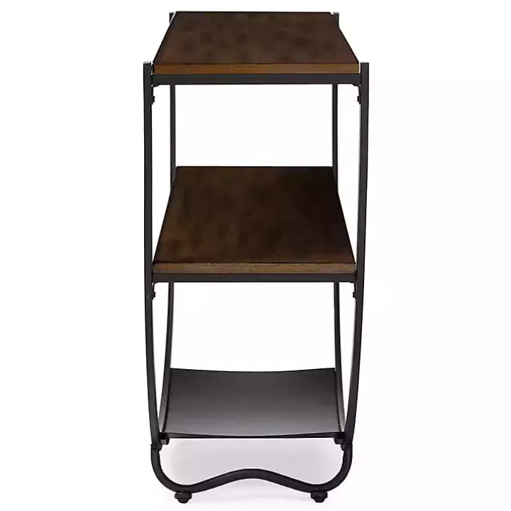 Black Metal and Rustic Wood Modern Console Table