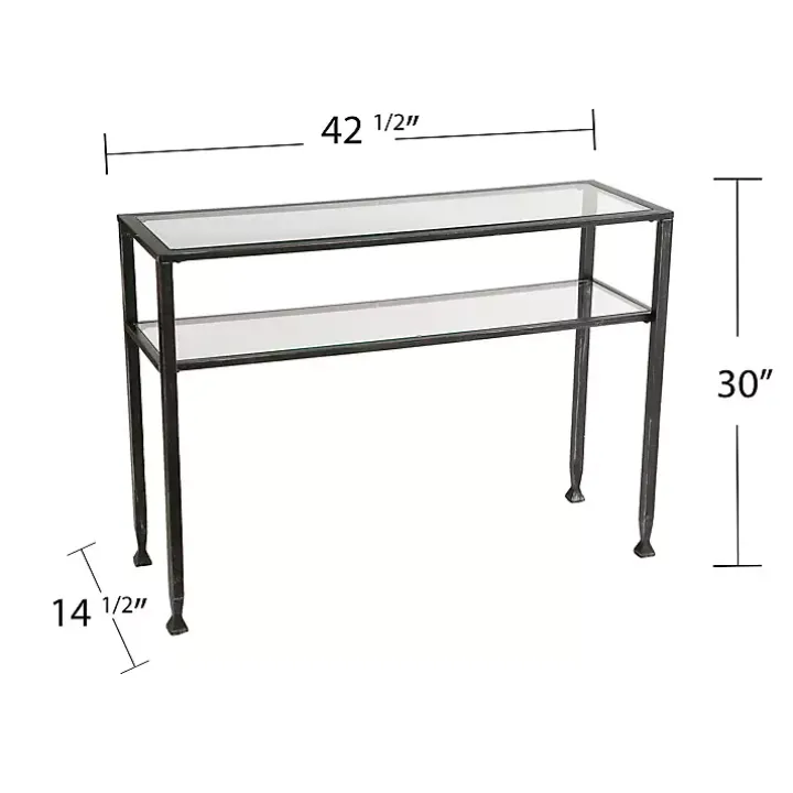 Black Metal and Tempered Glass Console Table