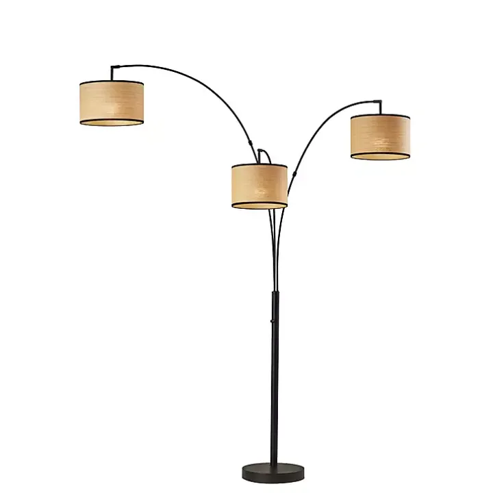 Black Metal 3-Arm Arched Floor Lamp