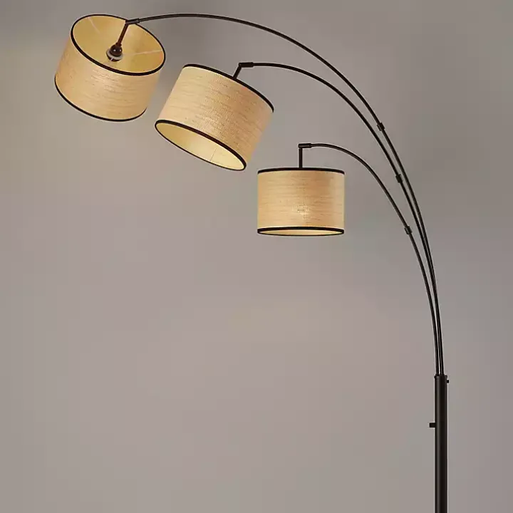 Black Metal 3-Arm Arched Floor Lamp