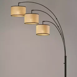 Black Metal 3-Arm Arched Floor Lamp