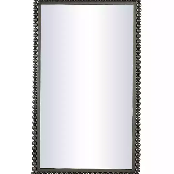 Black Metal Beaded Frame Wall Mirror