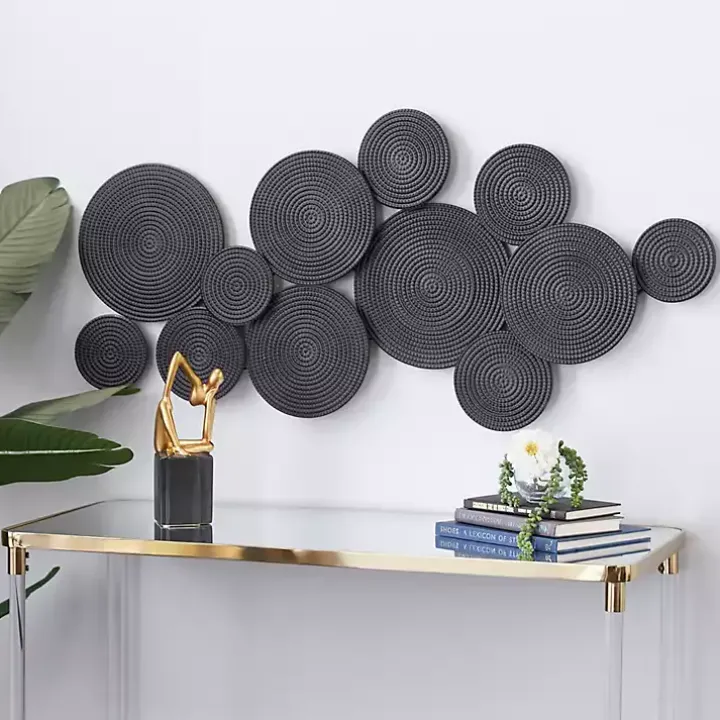Black Metal Circles Wall Plaque