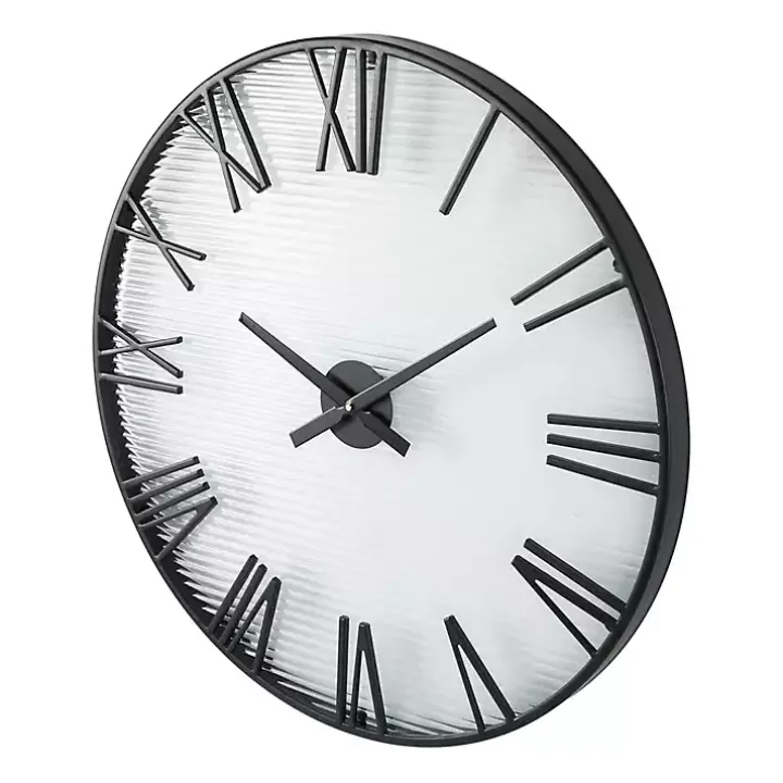 Black Metal Clear Glass Wall Clock