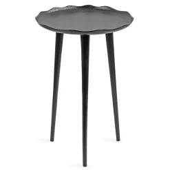 Black Metal Deckled Edge Round Side Table