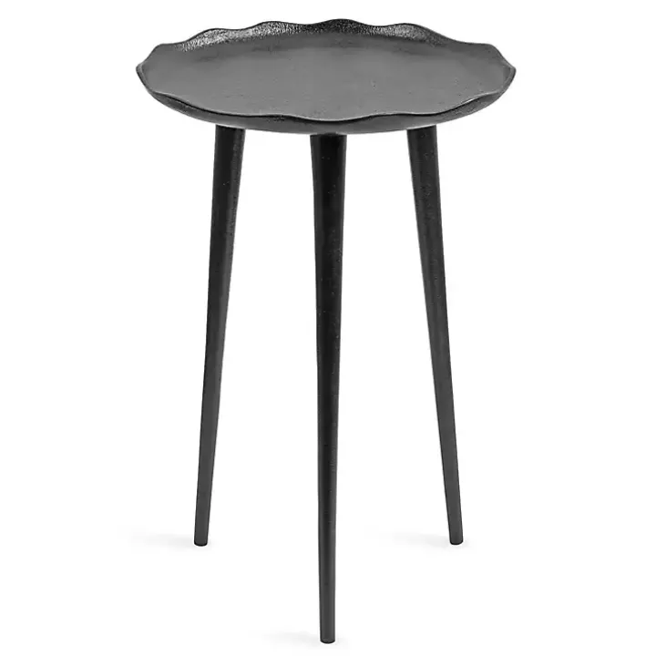 Black Metal Deckled Edge Round Side Table