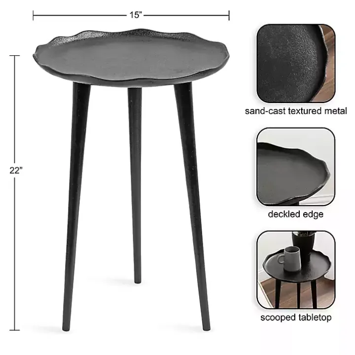 Black Metal Deckled Edge Round Side Table