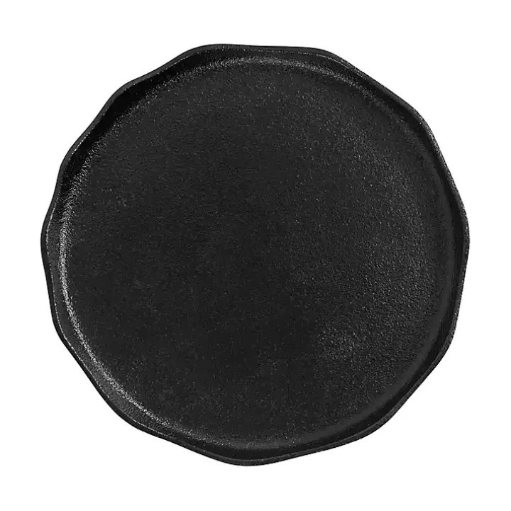 Black Metal Deckled Edge Round Side Table