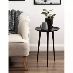 Black Metal Deckled Edge Round Side Table