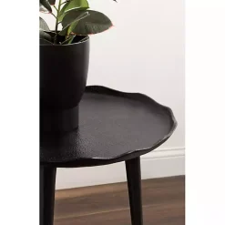 Black Metal Deckled Edge Round Side Table