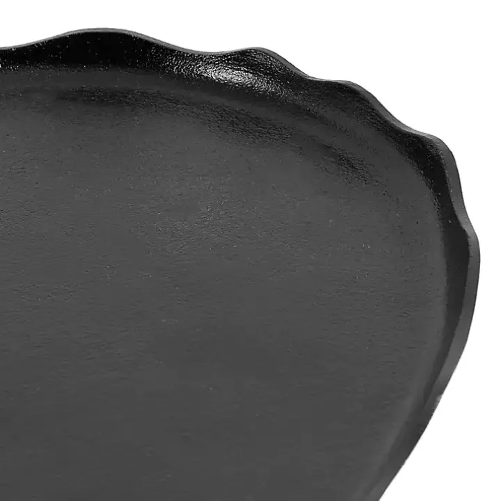 Black Metal Deckled Edge Oval Coffee Table