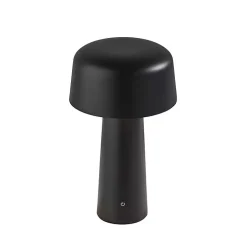Black Metal Dome Frosted Light Cordless Table Lamp