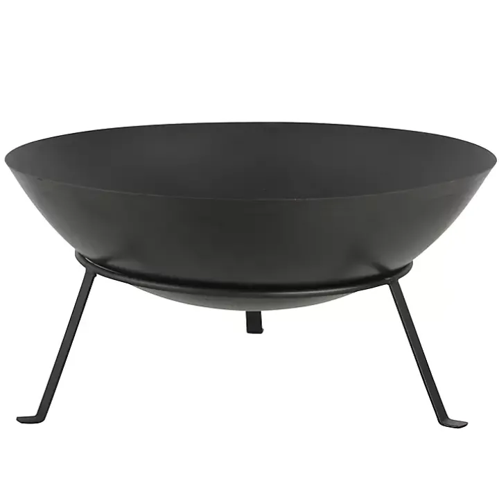 Black Metal Fire Bowl with Tapered Legs