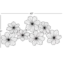 Black Metal Floral Wire Wall Plaque