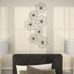 Black Metal Floral Wire Wall Plaque