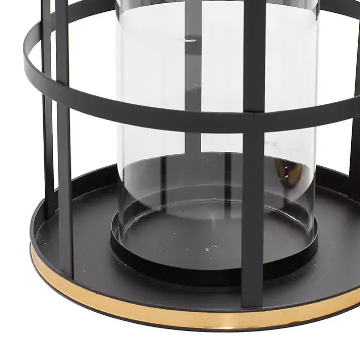 Black Metal Frame Lanterns, Set of 2