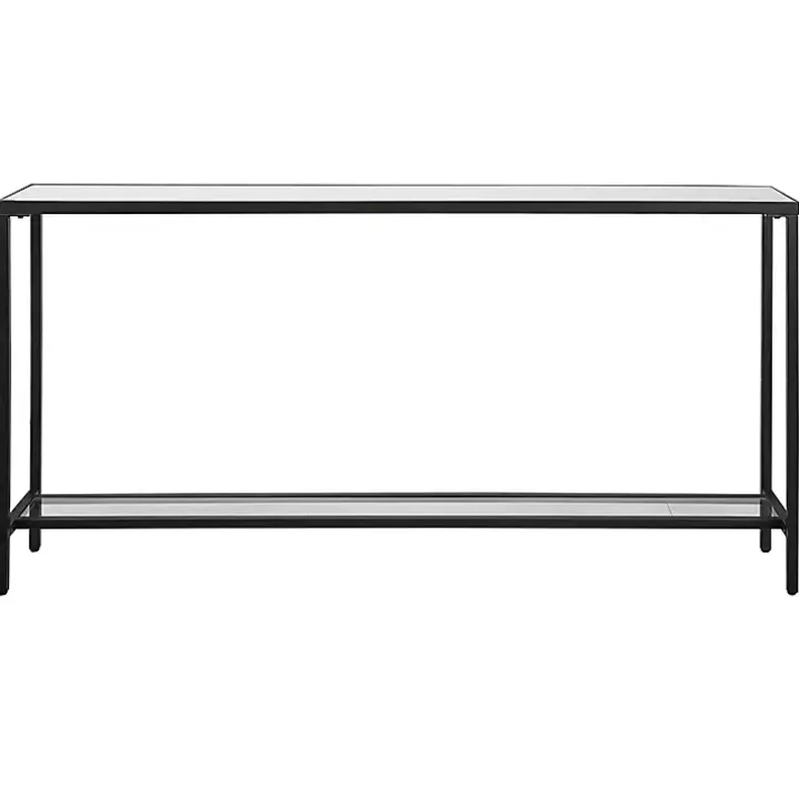 Black Metal Glass Top Console Table