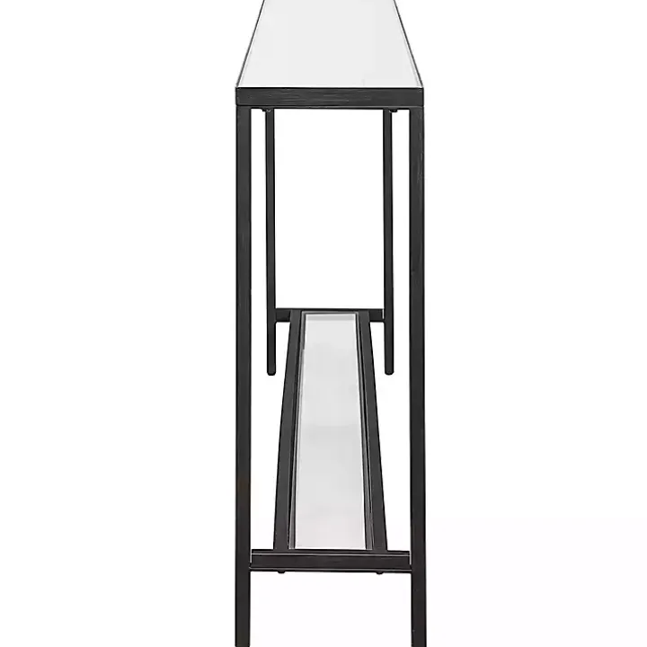 Black Metal Glass Top Console Table