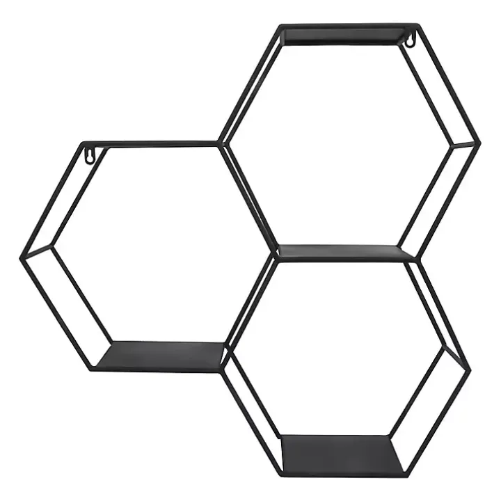 Black Metal Hexagon Wall Shelf