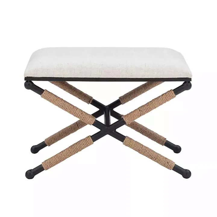 Black Metal Legs Bench with Rope Detail