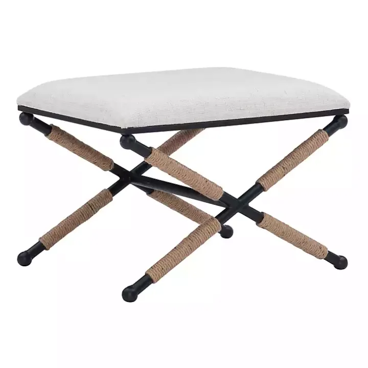 Black Metal Legs Bench with Rope Detail