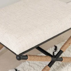 Black Metal Legs Bench with Rope Detail