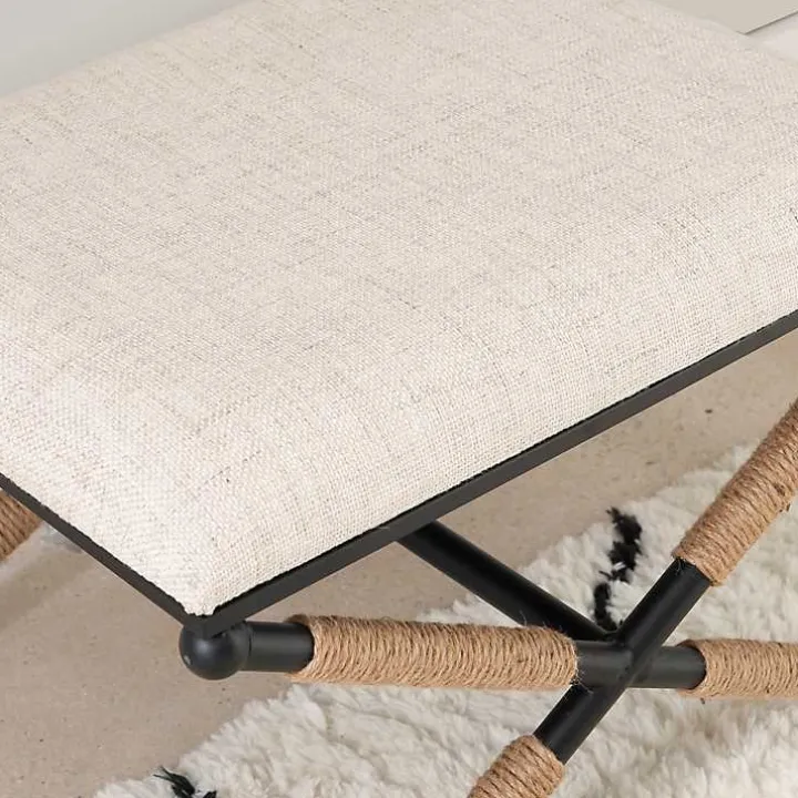 Black Metal Legs Bench with Rope Detail
