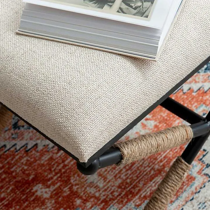 Black Metal Legs Bench with Rope Detail