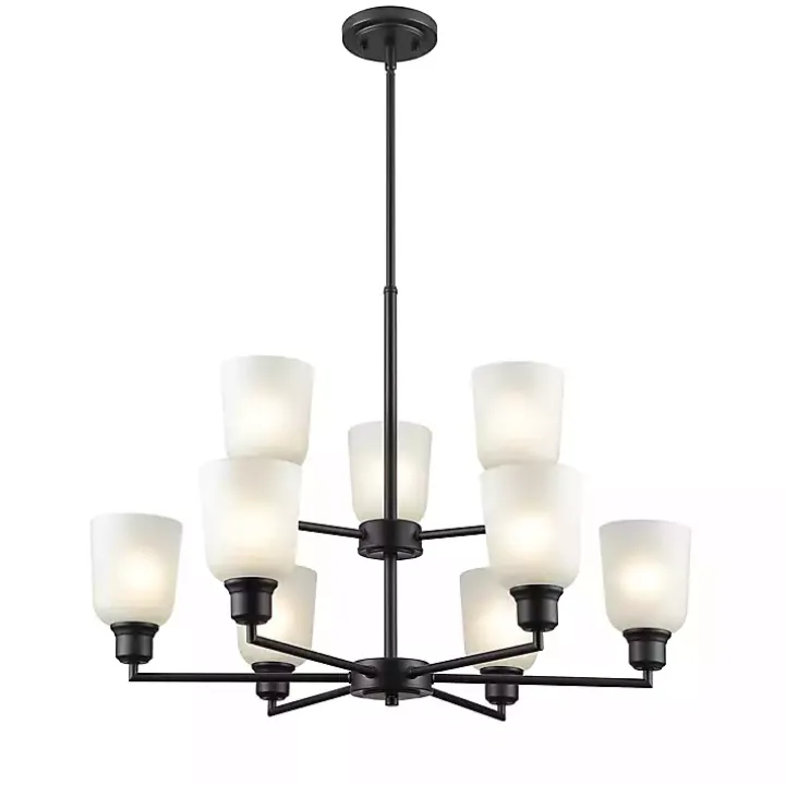 Black Metal 9-Light Chandelier