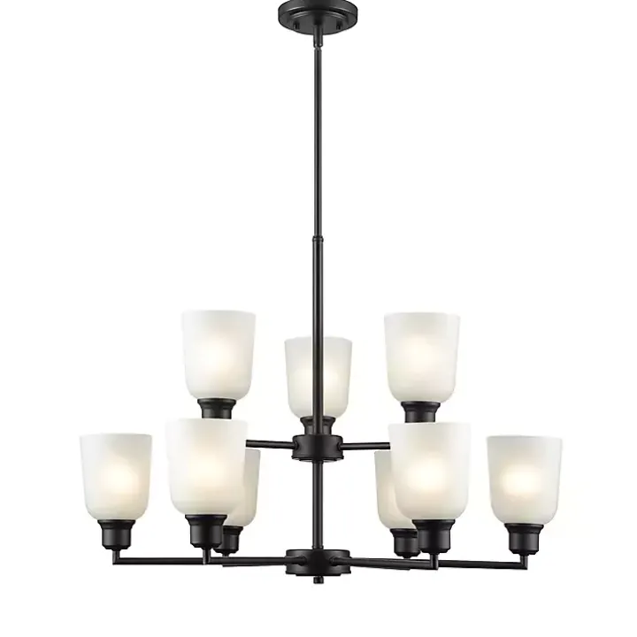 Black Metal 9-Light Chandelier