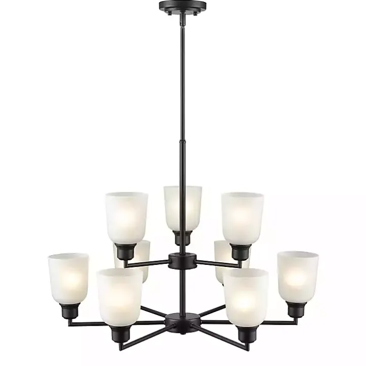 Black Metal 9-Light Chandelier