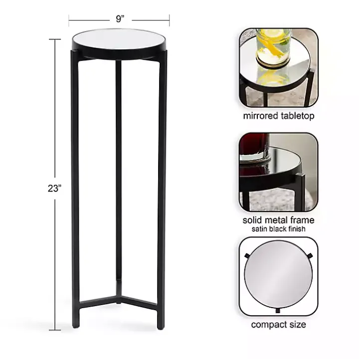 Black Metal Mirrored Tabletop Aguilar Drink Table