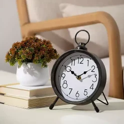 Black Metal Vintage Tabletop Clock