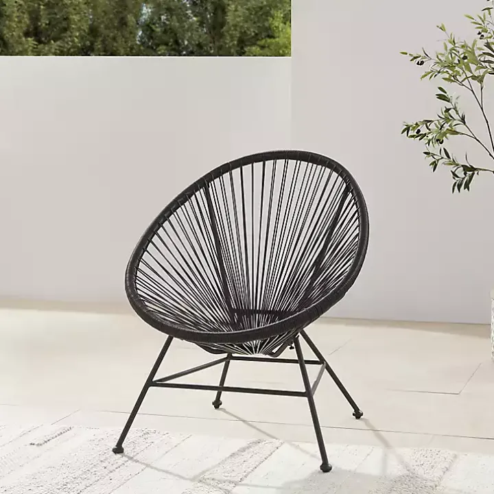 Black Metal Wicker Outdoor Chair