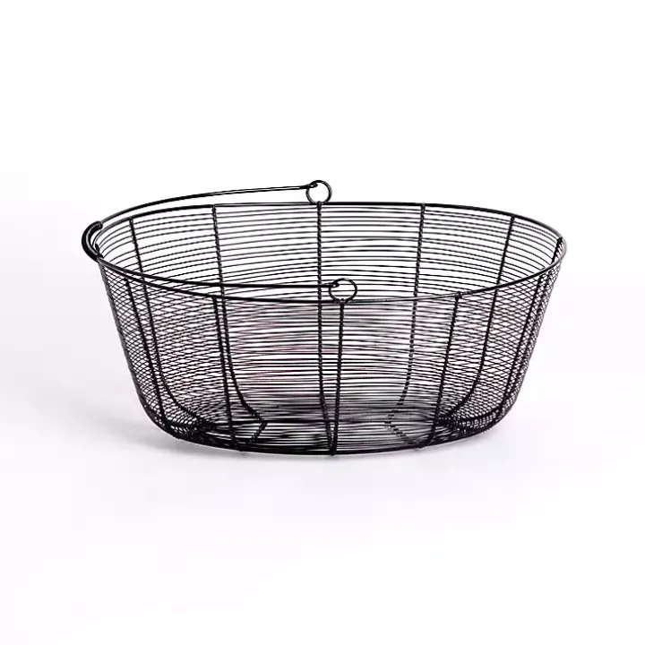 Black Metal Wire Basket with Handle