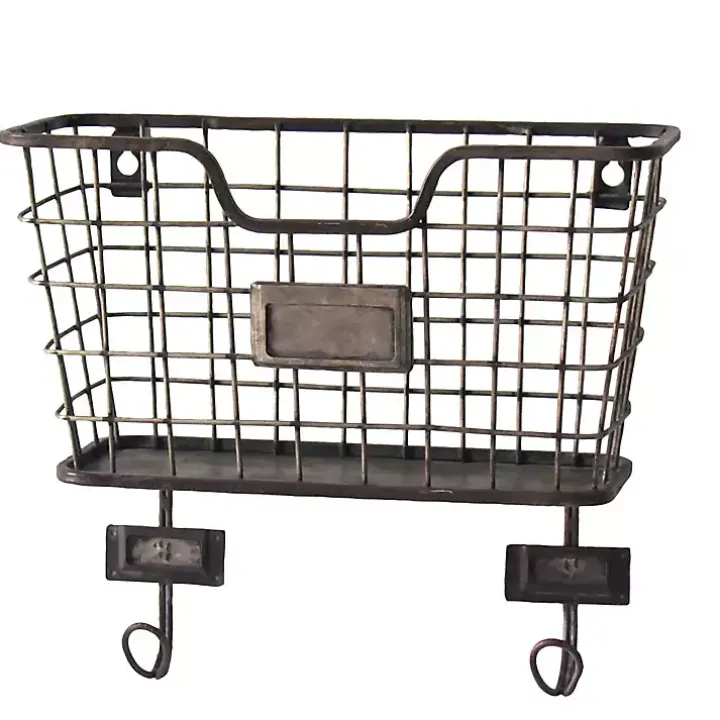 Black Metal Wire Mail Wall Pocket