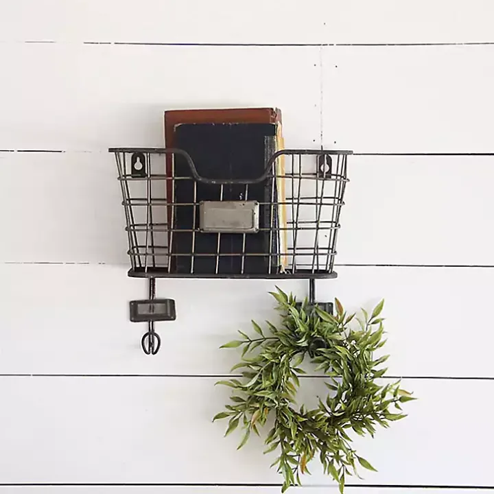 Black Metal Wire Mail Wall Pocket