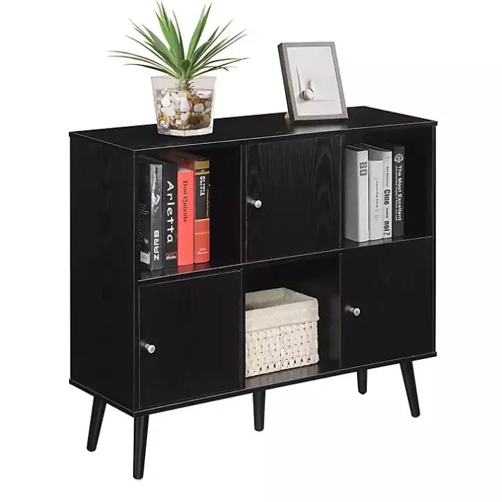 Black Mid-Century Modern Cubby Cabinet