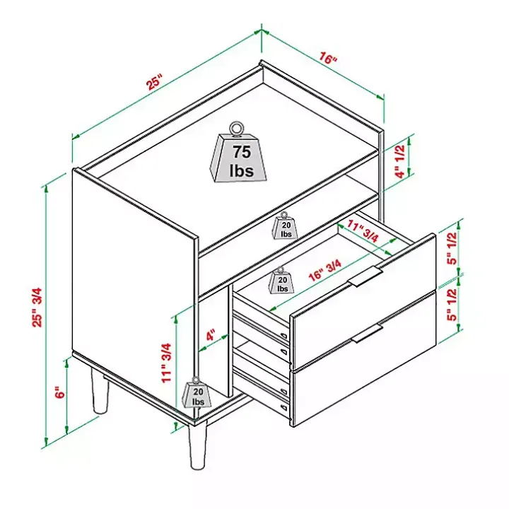 Black Modern Frame Wood Nightstand