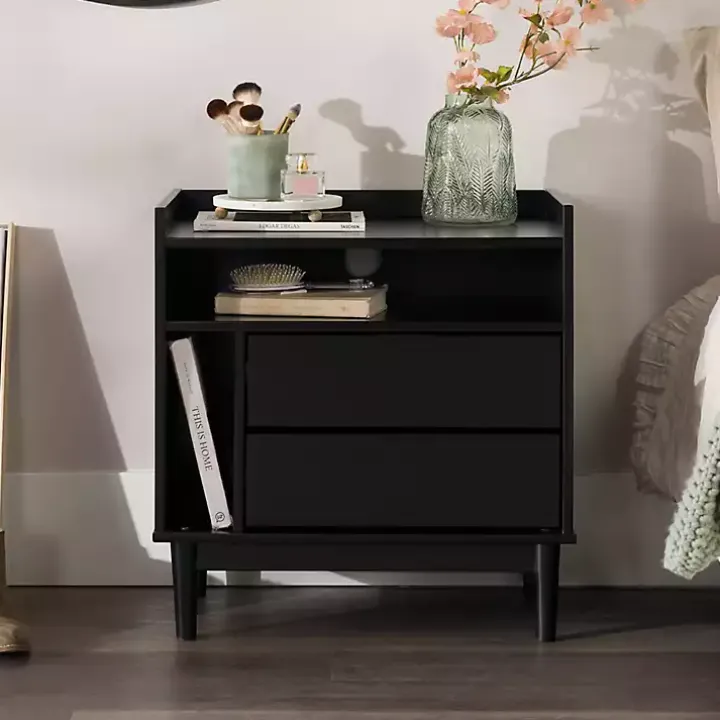 Black Modern Frame Wood Nightstand