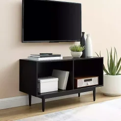 Black Modern Wood Console Table, 40 in.
