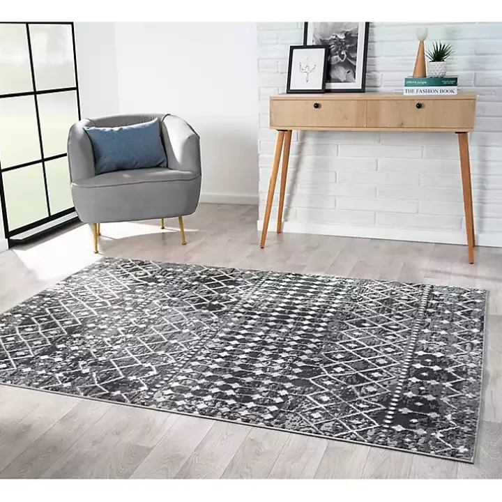 Black Moroccan Area Rug, 8x10
