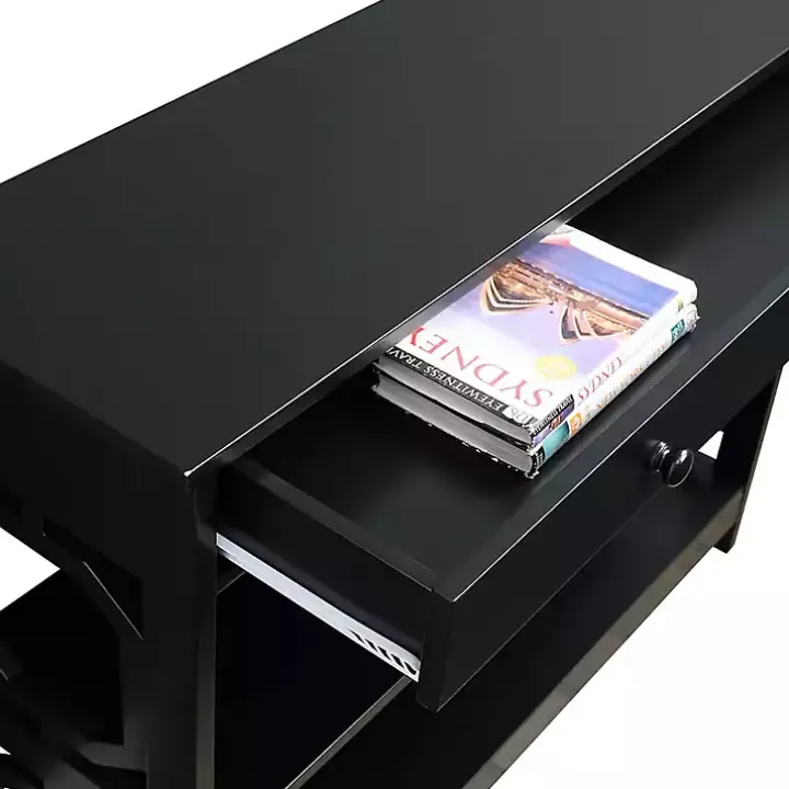 Black Octagon 2-Shelf Console Table