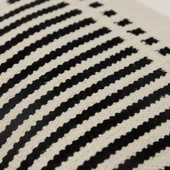 Black Offset Colorblock Stripe Throw Pillow