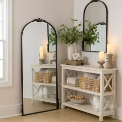 Black Ornate Antique Carved Wall Mirror