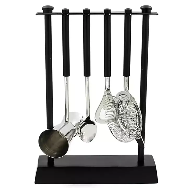 Black 4-pc. Bar Tool Set with Stand