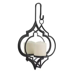 Black Quatrefoil Mirrored Wall Sconce