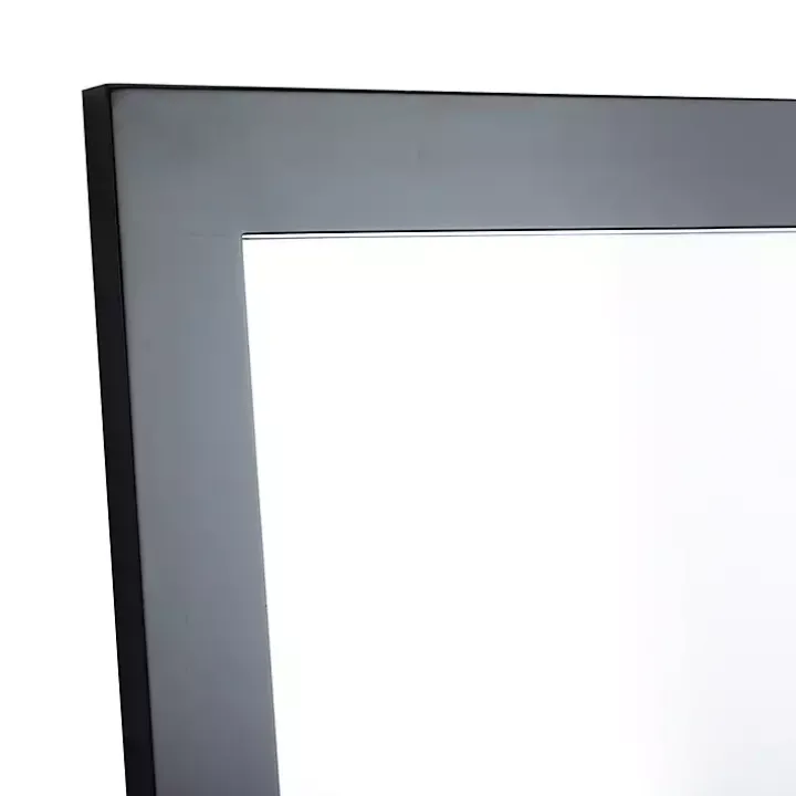 Black Rectangular Wood Wall Mirror, 24x42 in.