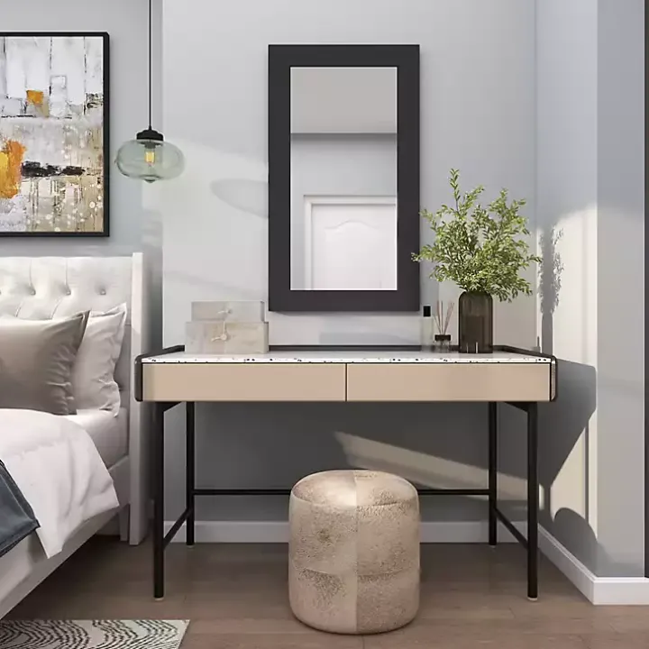 Black Rectangular Wood Wall Mirror, 24x42 in.