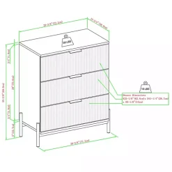 Black Reeded 3-Drawer Dresser